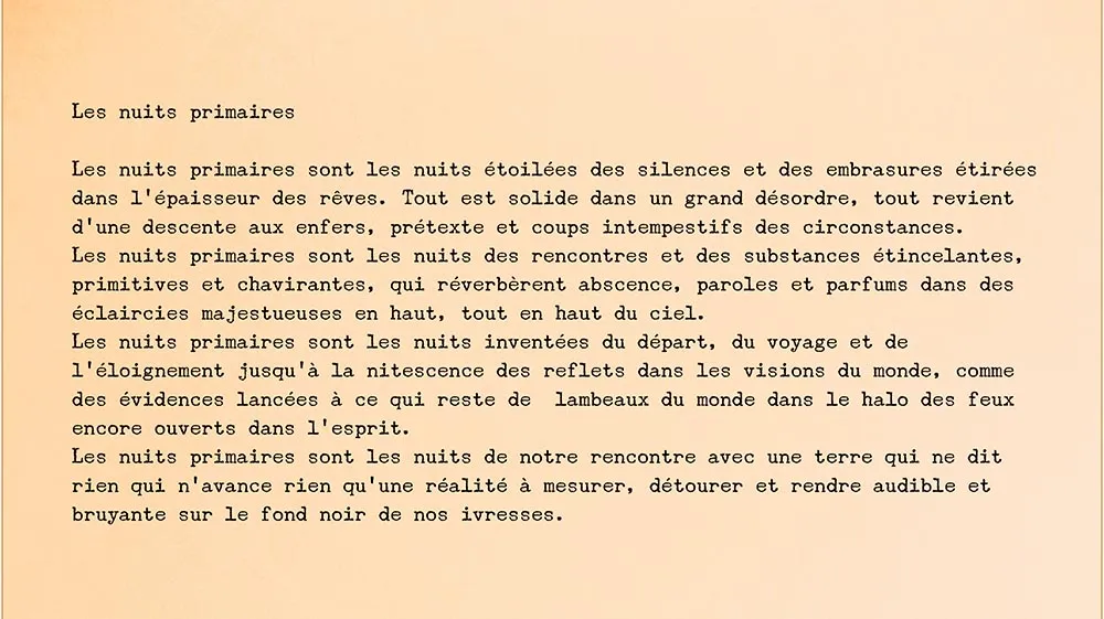 intoduction de les nuits primaires